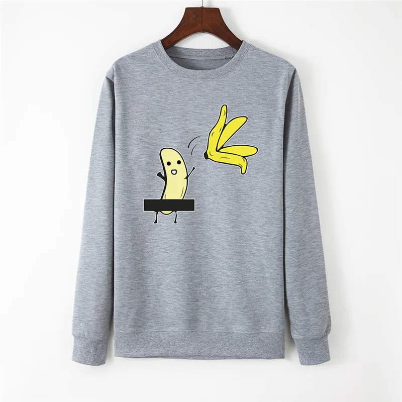 Осенняя одежда с принтом банана Женские С капюшоном длинными рукавами пуловер