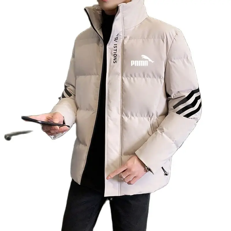 

2021 new autumn winter men's padded jacket thickened warm jacket leisure fashion young men's standing-collar padded jacket down
