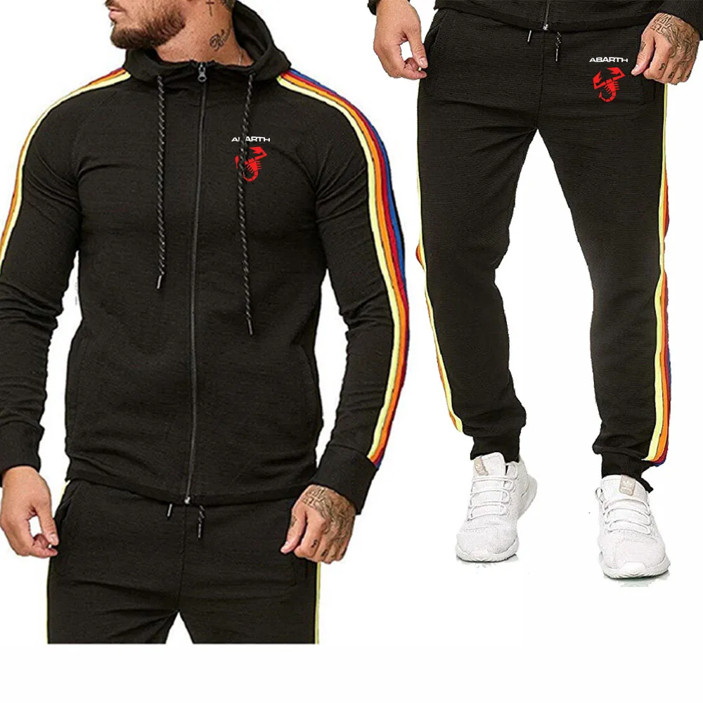 

Unisex Hoodies Men Sets Abarth Car Logo Printed Sweatshirt Men Hoodies + Pants Jogging Tracksuit Mens Suit 2Pcs