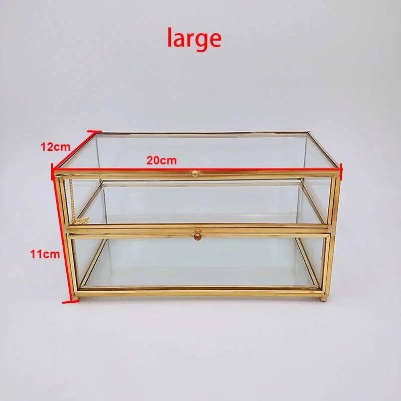 Винтаж Стекло косметический ящик для хранения Организатор рабочего стола пыли