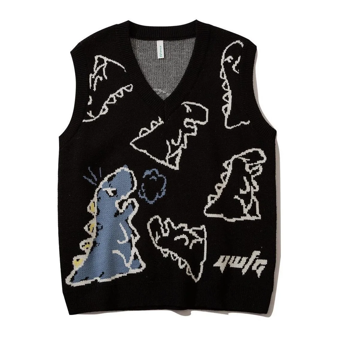 

Women's Knitted Vest Sweater Pullover Tops Sleeveless V-Neck Knit Vest Dinosaur Jacket Female Cute Knitwear Trendyol Sweetshirts