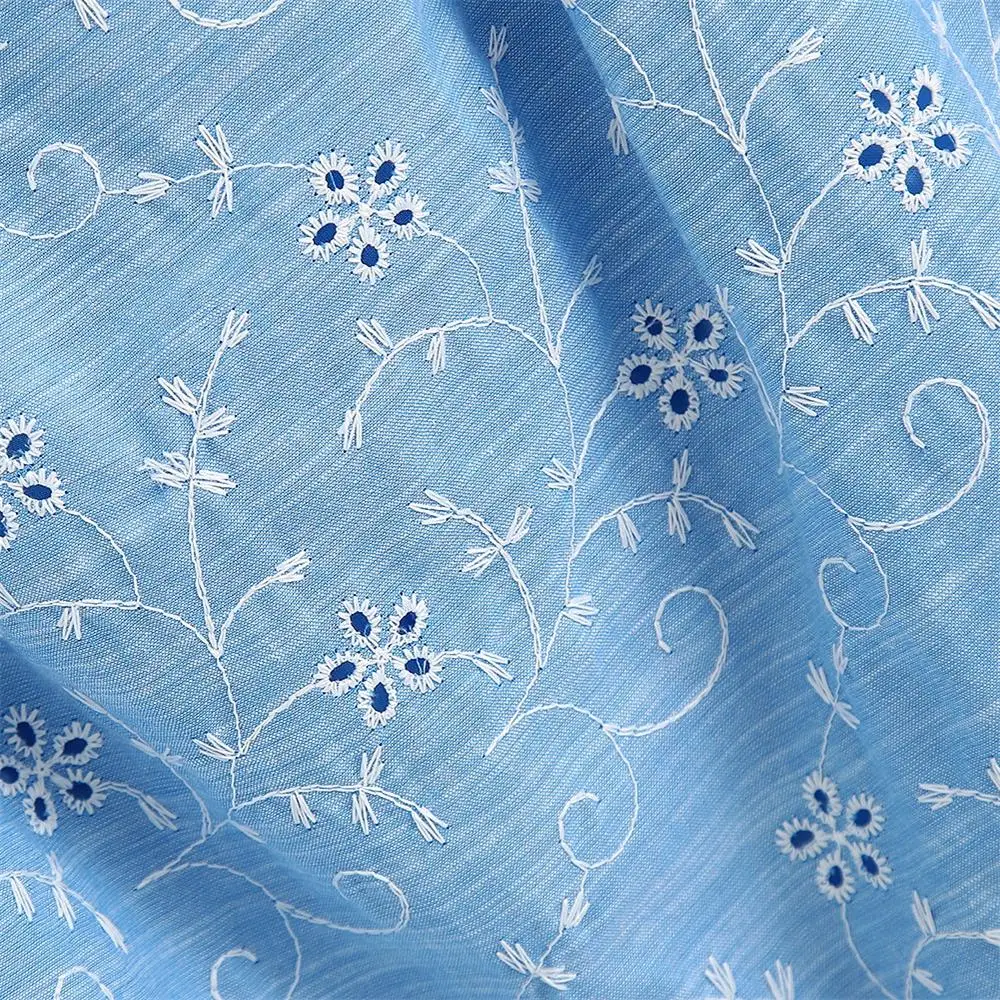 

2020 summer new blue embroidered clavicle shoulder short loose loose jumpsuit