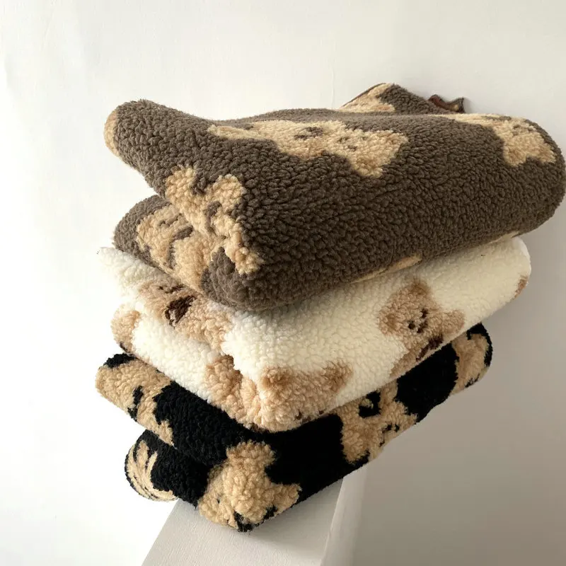 Рисунок с милым медведем одеяло из овечьей шерсти 70x100 см Детское покрывало для