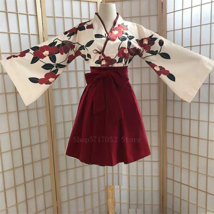 Кимоно Sakura Girl в японском стиле винтажное платье с цветочным принтом Женский