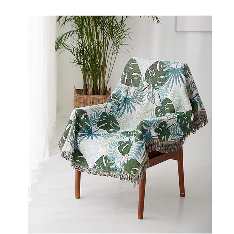 値段 GY4022緑の葉ニットソファスローブランケット椅子ソファソファータオルカーペットチェック柄ベッドプリントベッドカバーtapestery
