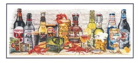 

100% Egypt cotton Lovely Cute Counted Cross Stitch Kit Beer Wine Cocktail Food and Drink Lobster light and dark mary weaver