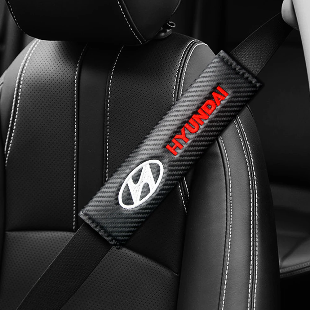 

2PC Car Safety Belt Shoulder Cover Breathable Protection Seat Padding Pad Auto Interior For Hyundai Santa Fe Sonata Solaris Ix25