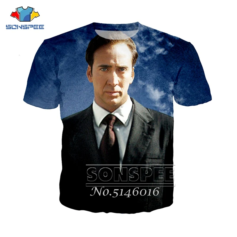 SONSPEE Nicolas Cage, забавная футболка с 3d принтом, унисекс, повседневная, короткий рукав, летняя Мужская модная повседневная одежда, футболки, топы, одежда t118 - Цвет: 2