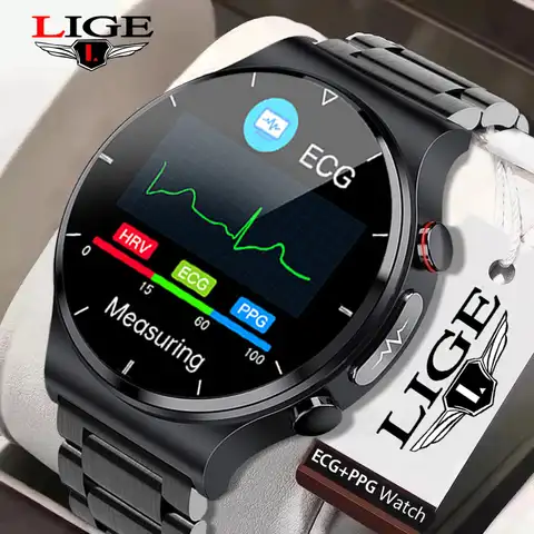 LIGE 2022 ECG + PPG Смарт-часы для мужчин, кровяное давление, пульсометр, часы IP68, водонепроницаемый фитнес-трекер, умные часы для Huawei Xiaomi