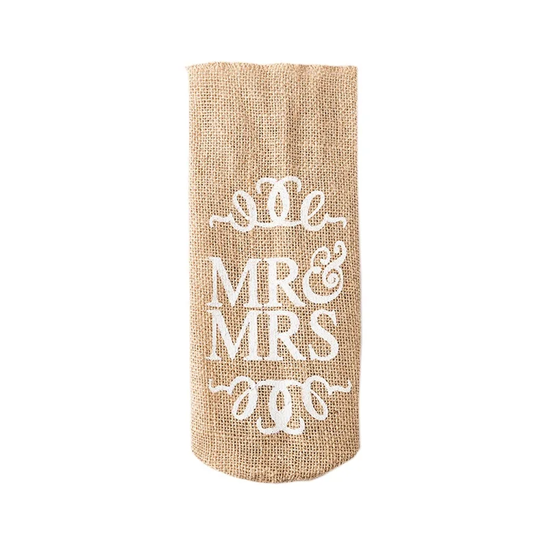 Насыщенный сапфировый 1 шт. 12*30 см MR& MRS джутовый мешковины для бутылок вина шампанского крышка подарочная сумка деревенский Свадебный декор Вечерние Декорации винный набор - Цвет: Насыщенный сапфировый