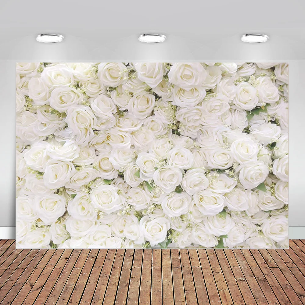 White Rose Flower Backdrop for Party Photoshoot Wedding Floral Wall Bridal Shower Party Decoration Photography Background
