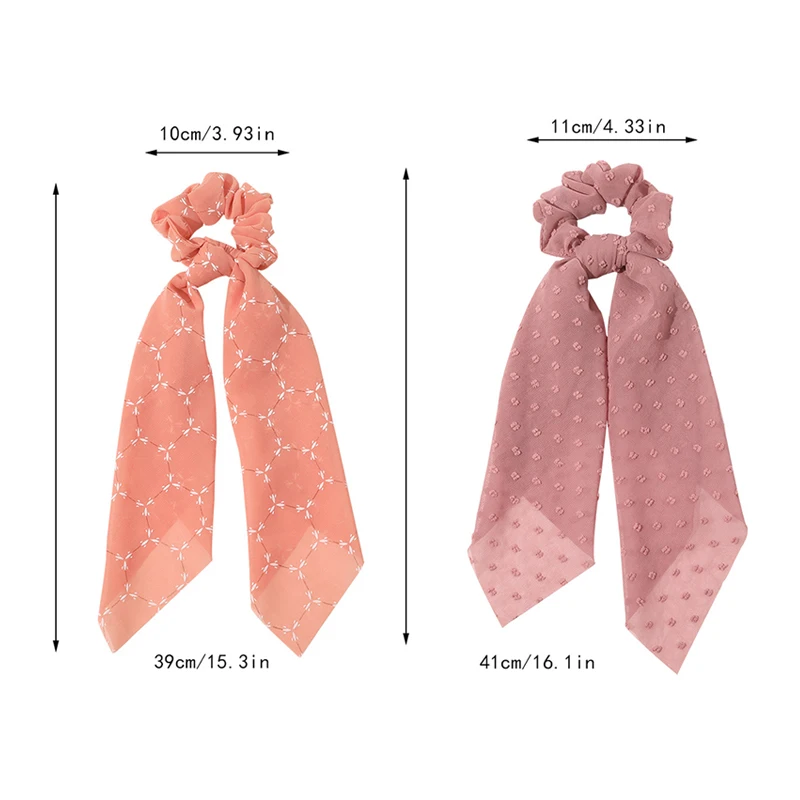 

Chiffon Big Streamer Scrunchies Ponytail Holder Hair Scarf Solid Color Long Ribbon Hair Rope Sweet Bowknot Elastic Hair Bands