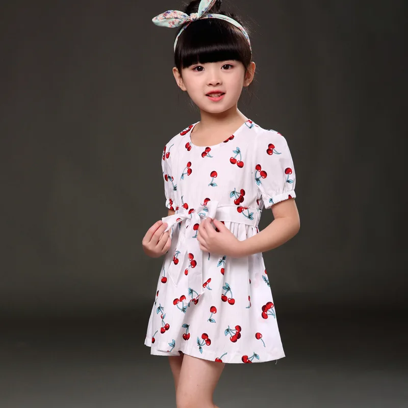 Детское платье для девочек летнее принцессы с цветочным принтом элегантная