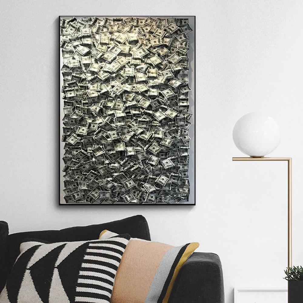 

Abstract Canvas Painting Dollar Wall Art Posters Decoration Salon Paintings for Interior Money Living Room Decor Wall Paintings