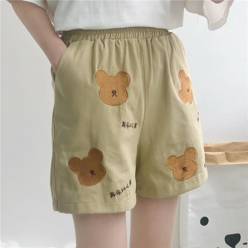 

Japanese Girls Teens Shorts Harajuku Cute Cartoon Kawaii Bear Bottoms Casual Wide-leg Short Pants Japanese Casual Summer Student