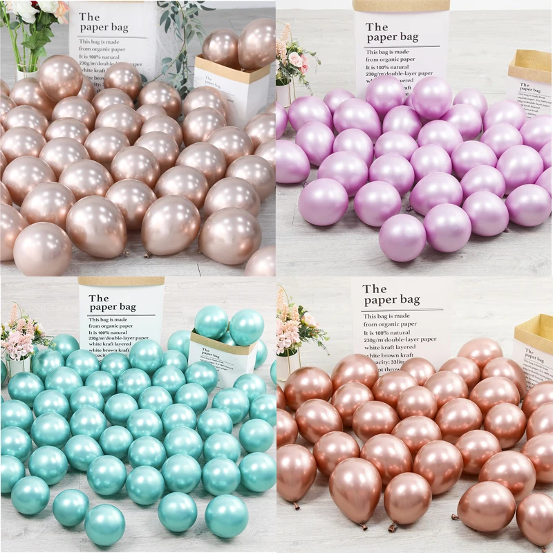 Воздушные шары из латекса розовые золотистые глянцевые металлические жемчужные