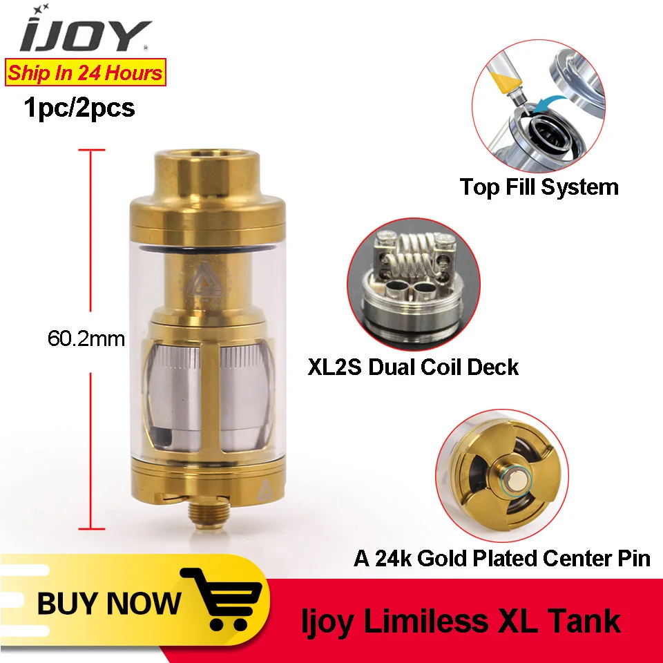 Оригинальный IJOY безграничный XL 4 мл бак Swappable Deck атомайзер XL2S двойная катушка
