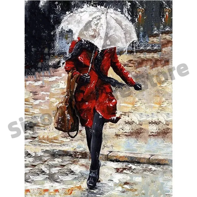 

Картина маслом Sinopac по номерам «сделай сам», Настенный декор «хорошая девушка», дождь для взрослых и детей, на холсте с рамкой