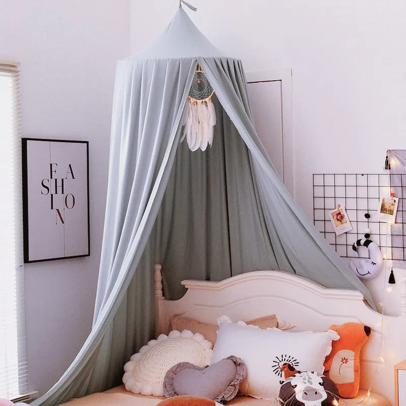 

Nordic dome curtain children's wind-proof crib is decorated with shading mosquito nets and tent bed curtains on the ceiling bed
