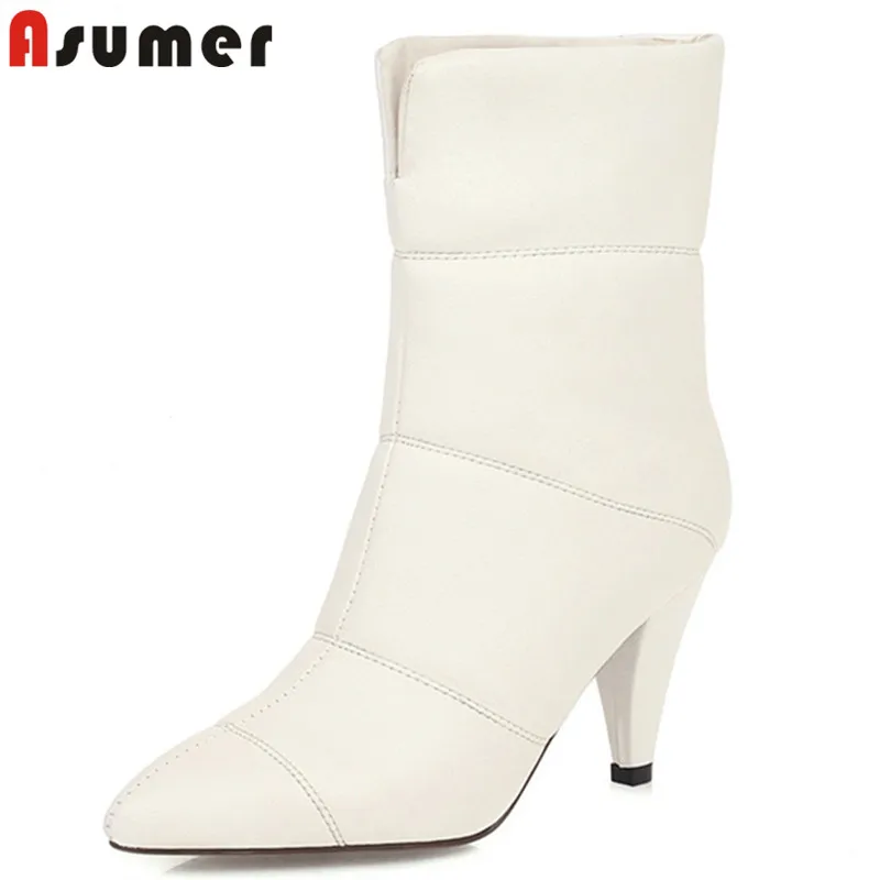 

ASUMER 2020 new arrival winter boots female keep warm pointed toe high heels dress shoes simple fashion ankle boots women