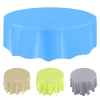 plastic waterproof disposable table cloth large solid color wedding party circular table cloth cover new
