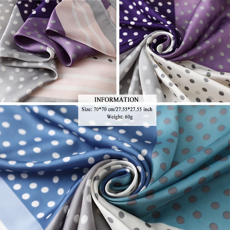 

Designer Women Neck Scarf Dot Foulard Silk Square Scarves Female Headband Small Hand Kerchief Gift for Girl 2020 Fashion