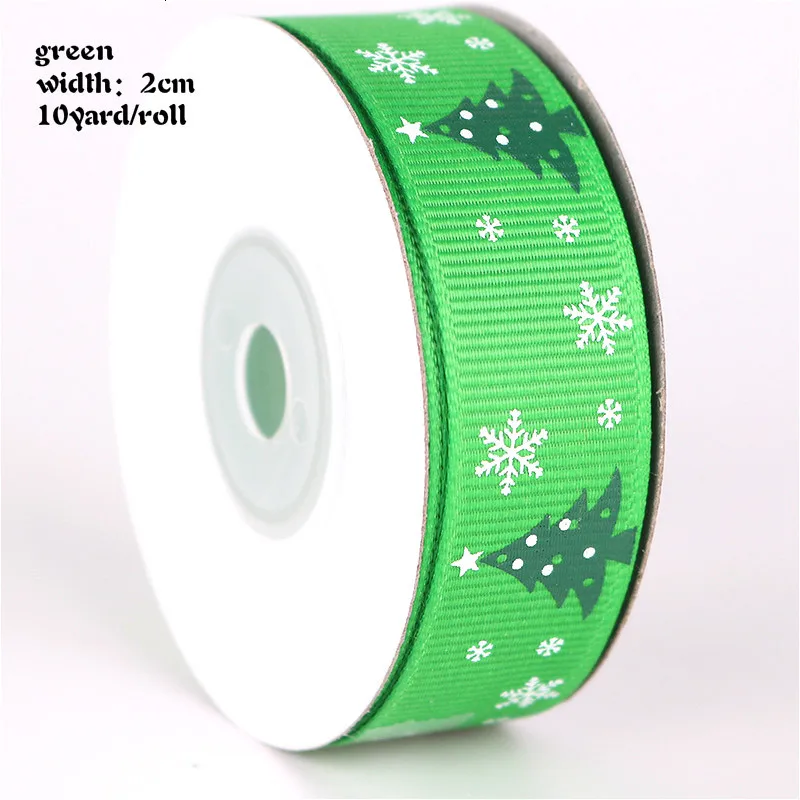 christmas tree green 10/25 ярдов/рулон 10 мм 25 мм 38 мм шелковые рождественские атласные ленты из полиэстера для рукоделия швейная лента материалы ручной работы подарочная упаковка - Цвет: christmas tree green