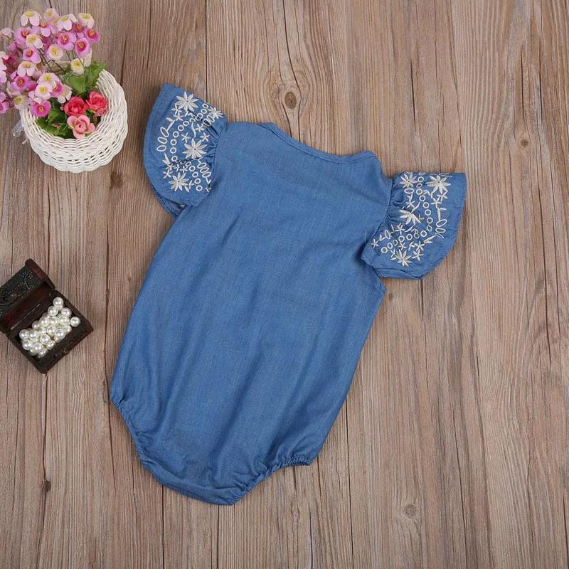 

Pudcoco US Stock New Casual Newborn Baby Girls Romper Denim Blue Short Sleeve Cotton Soft Romper Jumpsuit Playsuit Outfits