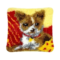 latch hook pillow kits cartoon dog diy needlework crocheting rug kits yarn handmade unfinished embroidery pillowcase