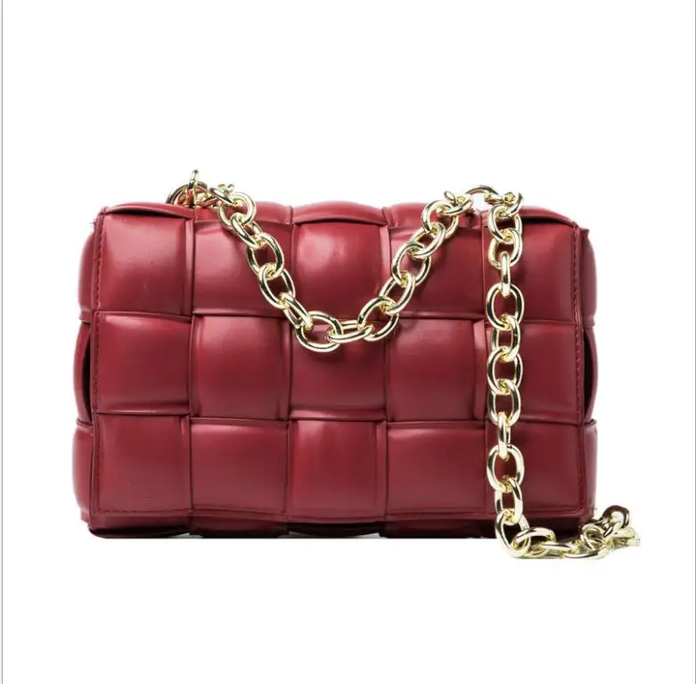

Luxury Women's Woven Chain Messenger Bags Quality Leather Shoulder Crossbody Bags Female Flap Bags Trend Design Handbags