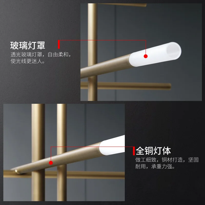 

Postmodern Copper color LED chandelier Nordic suspended lamps living room hanging lights restaurant luxury lighting fixtures