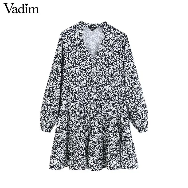 Женское элегантное платье vadim с v-образным вырезом и принтом мини-платье длинными