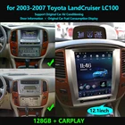 6 + 128G экран Тесла для Toyota Land Cruiser 100 LC100 для Lexus LX470 2002-2007 Android мультимедийный видеоплеер GPS Радио стерео