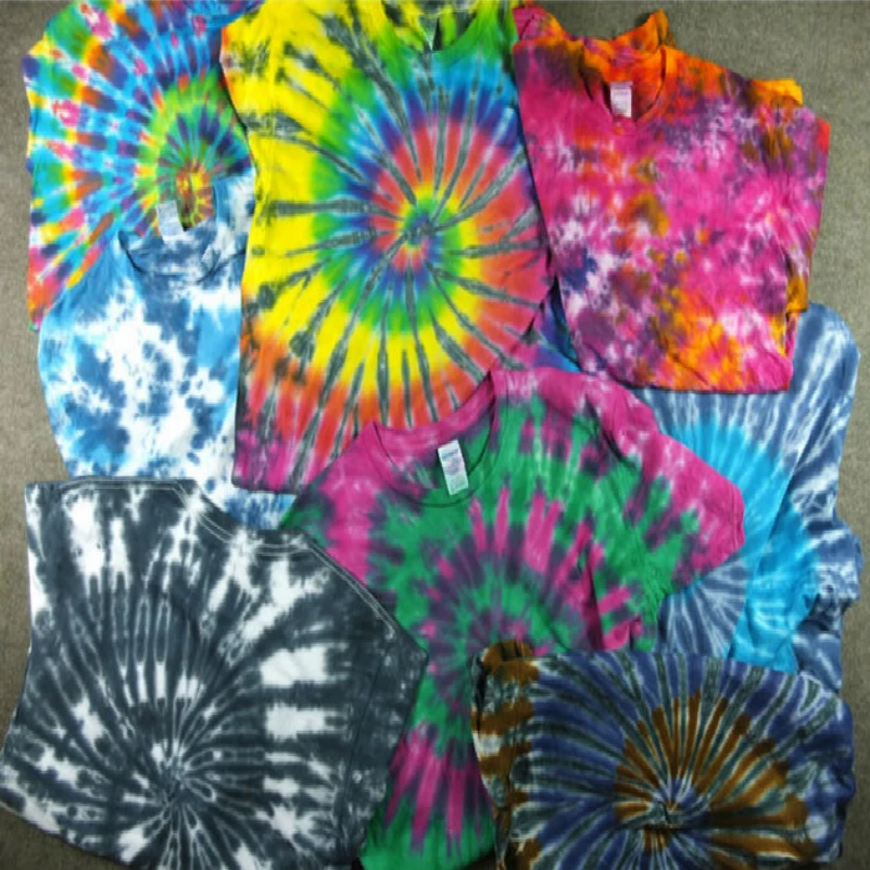 Футболка мужская с принтом тай-дай цветная модная тенниска звезд и спиралей