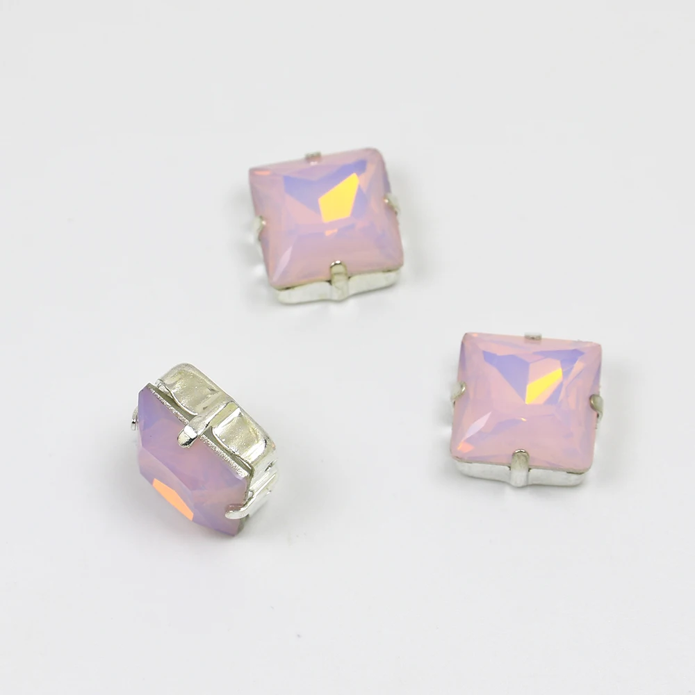 30 шт. квадратный стеклянный камень с плоской задней частью Пришивные хрустальные