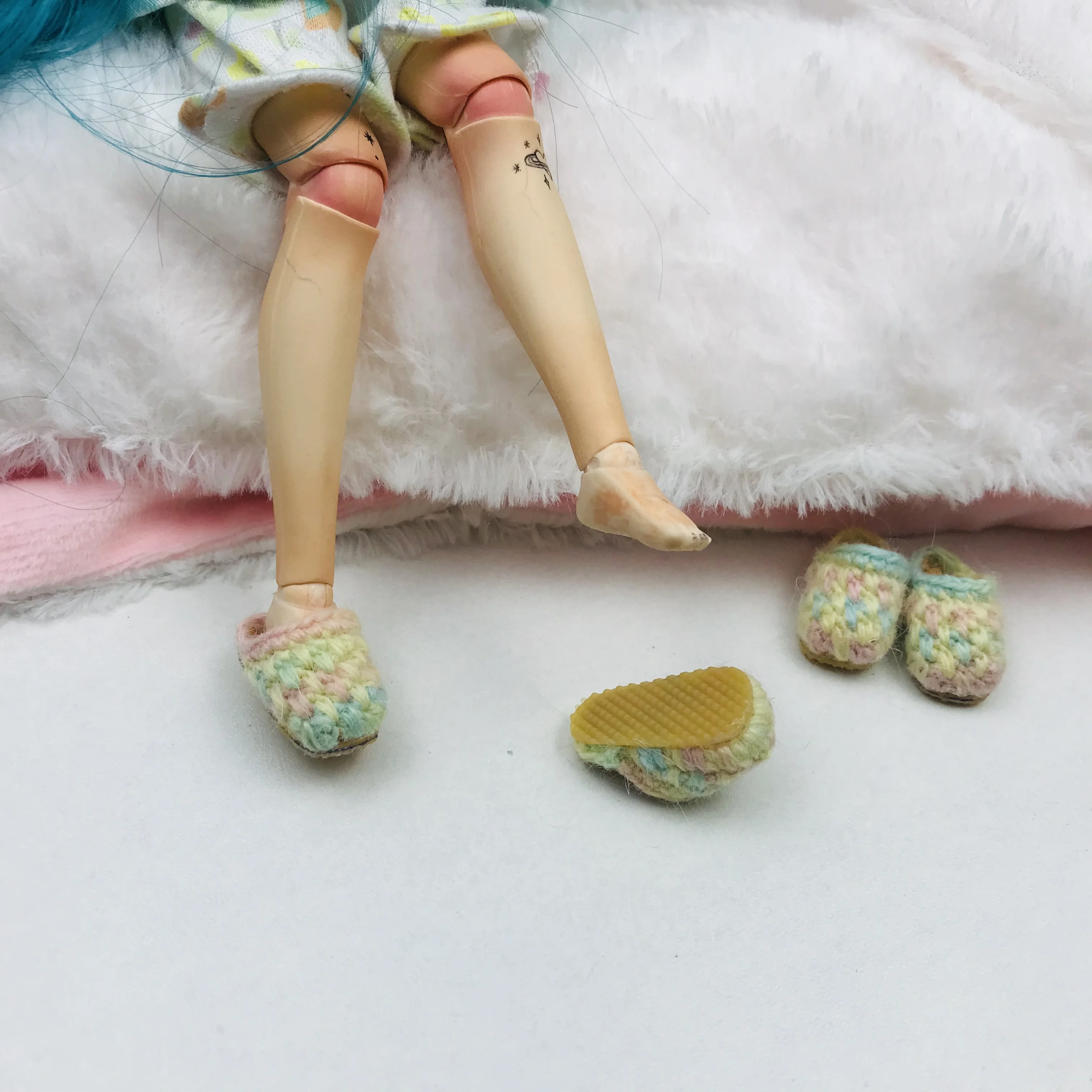 1 пара милых кукольных тапочек OB11 3 см шерстяные тапочки обувь для кукол blyth ob11