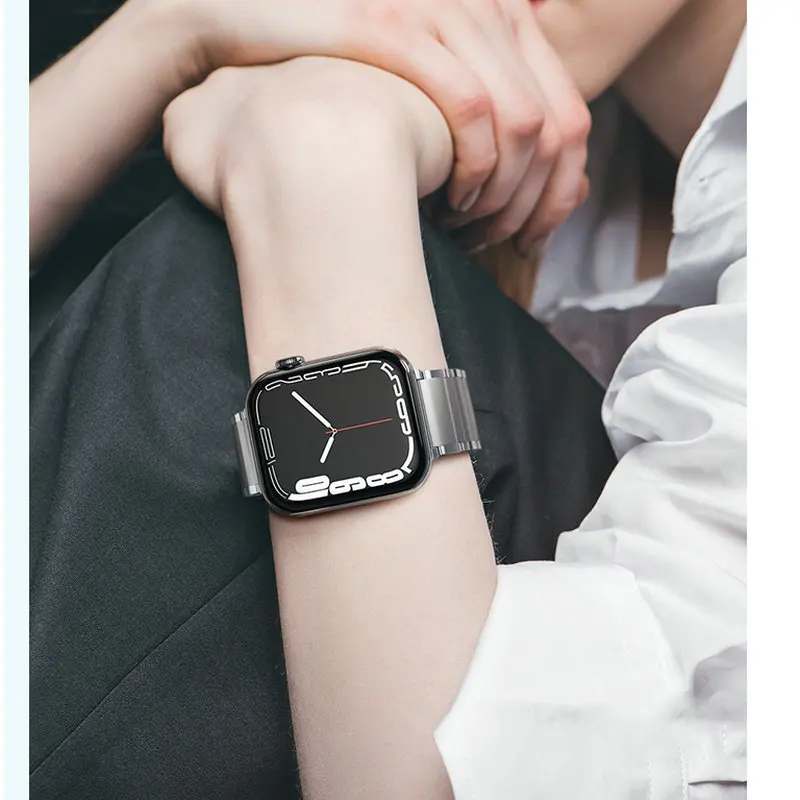 Upgrade Titanium Grey Watch Strap for Apple watch 45mm 41mm 44mm 42mm 40mm 38mm Men/Women replacement belt for iwatch 7 6 5 4 3