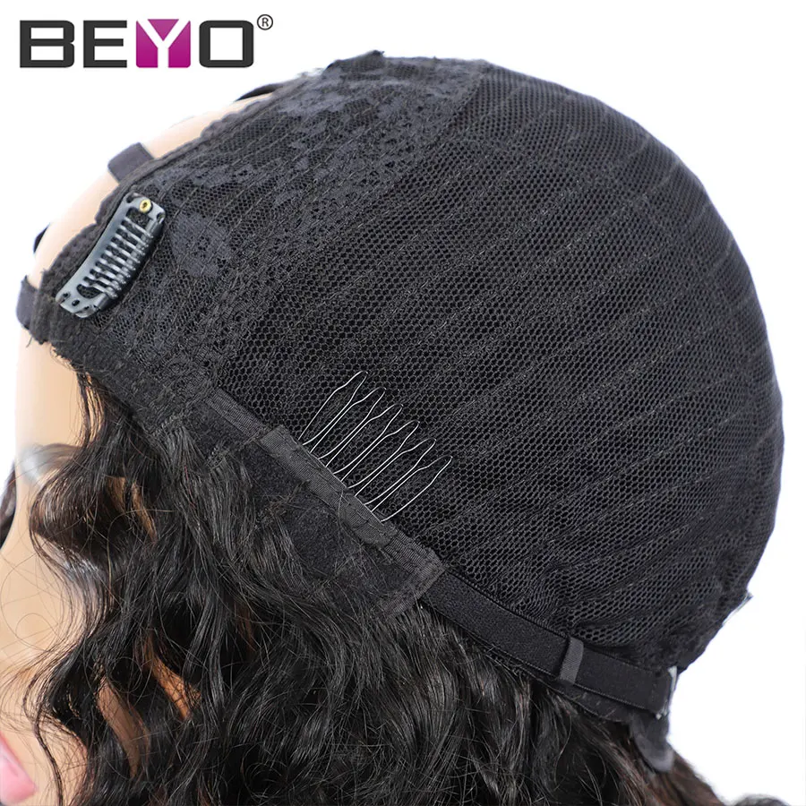 

U Part Kinky Straight Human Hair Wig For Black Women Brazilian Remy Glueless Middle U Shape Wigs Beyo Hair