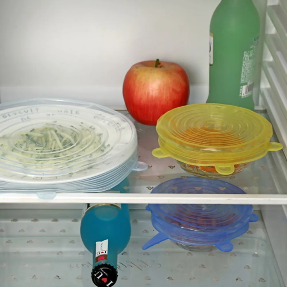 6 шт пищевые обертывания многоразовые силиконовые свежие герметичные крышки