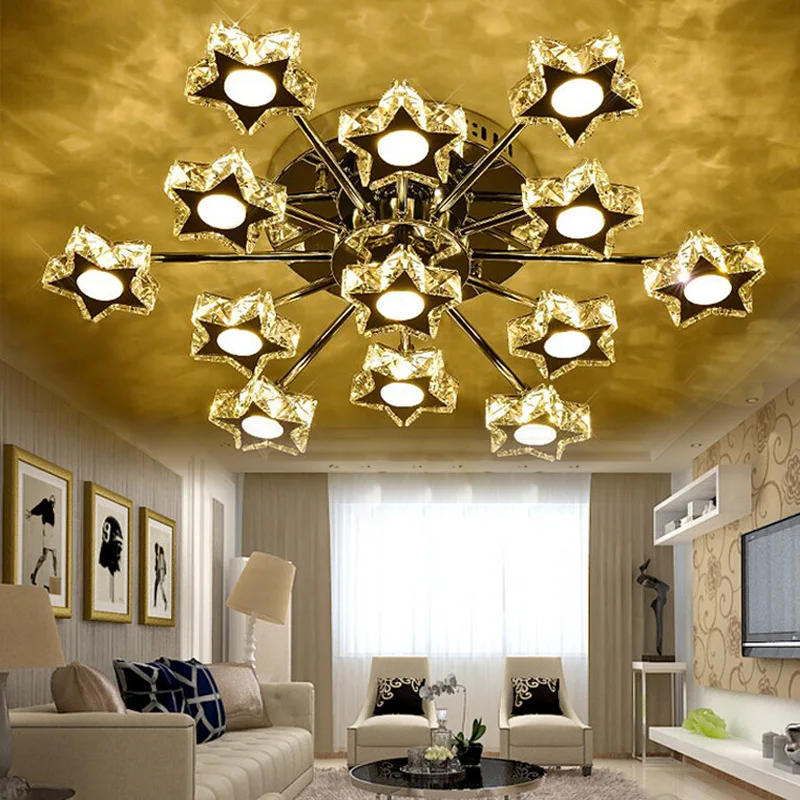 Роскошный Кристалл K9 потолочный светильник звезда романтическая гостиная