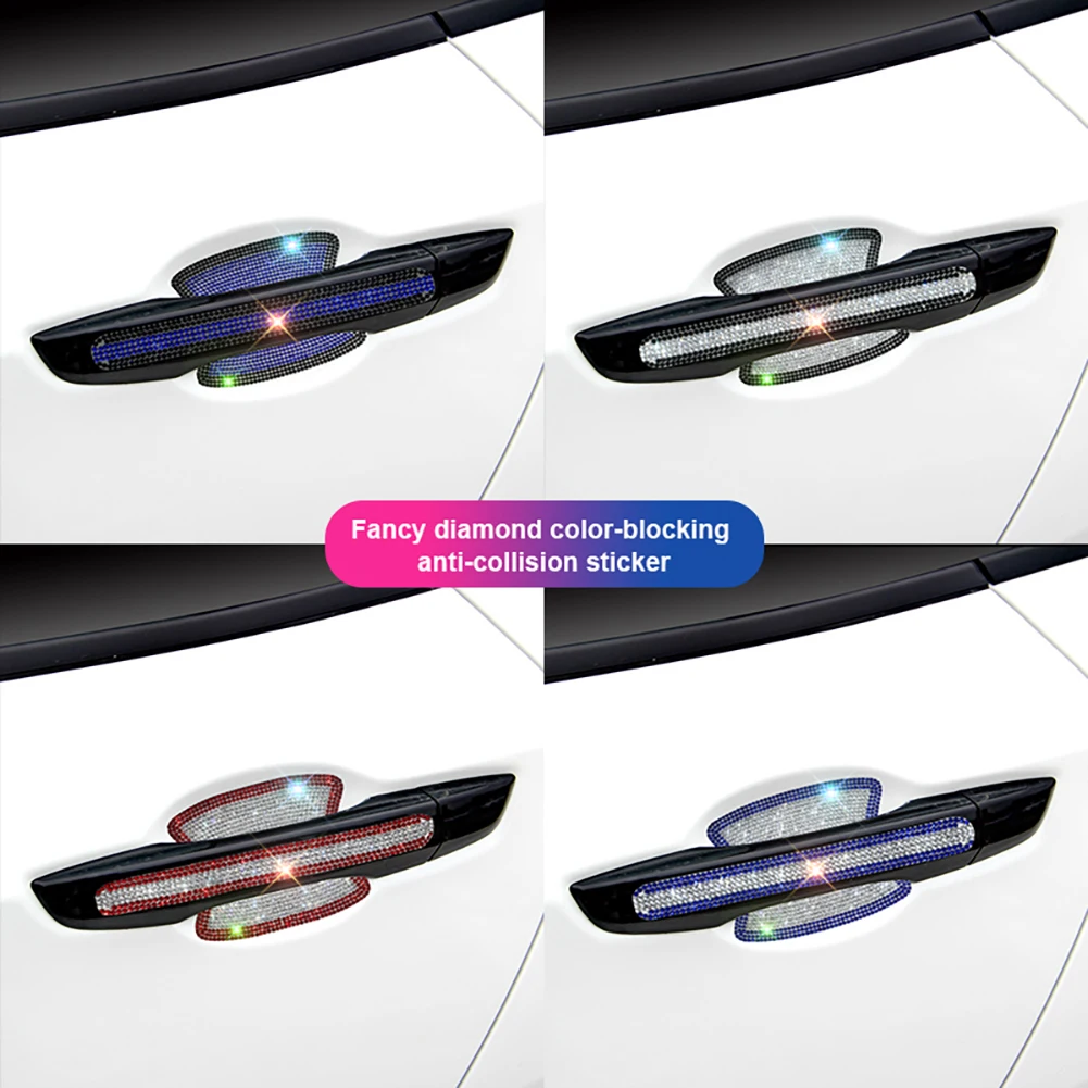 

8pcs Car Door Handle Protector Bling Rhinestones Scratch Protector Car Door Handle Cup Stickers Protective Film Car Accessories