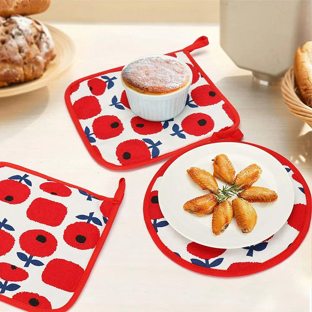 

Oven Mitts and Potholders,Pot Holders and Mitts Set, Pure Cotton Non Slip Gloves Set, for Kitchen Cooking