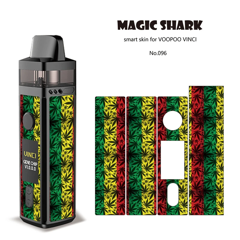 

Magic Shark Flash Leaf Flower New PVC Stereo Sticker Film Vape Case Cover for VOOPOO VINCI Kit
