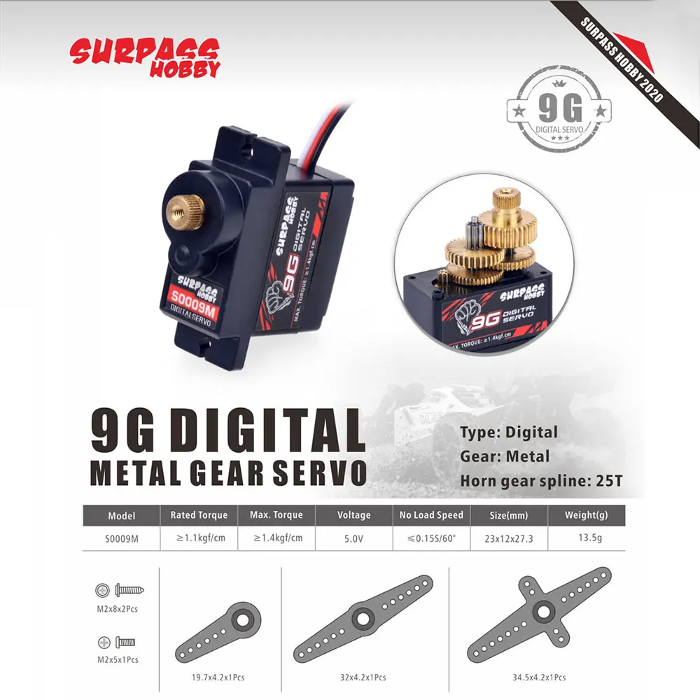 surpass hobby s0009m 9g металлический шестерн