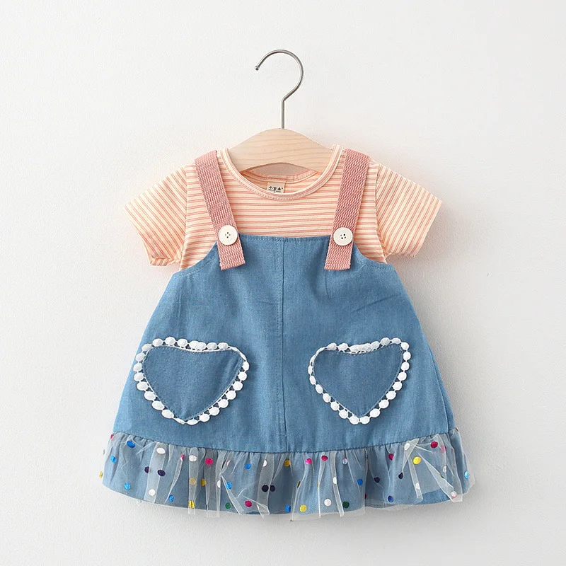 Одежда для малышей комплекты одежды девочек белое платье с оборками футболки без