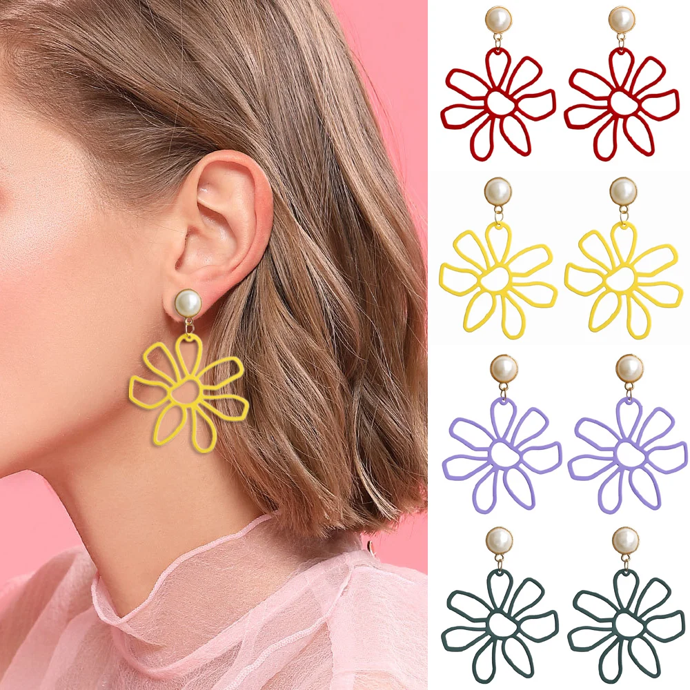 Корейские модные цветочные серьги для женщин ручной работы милые жемчужные