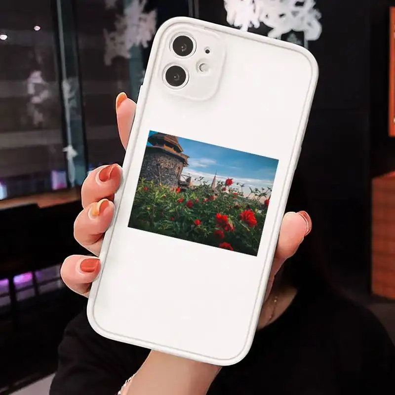 

Phone Case For iPhone 12 11 Mini Pro XR XS Max 7 8 Plus X Cottagecore Style Matte transparent White Cover