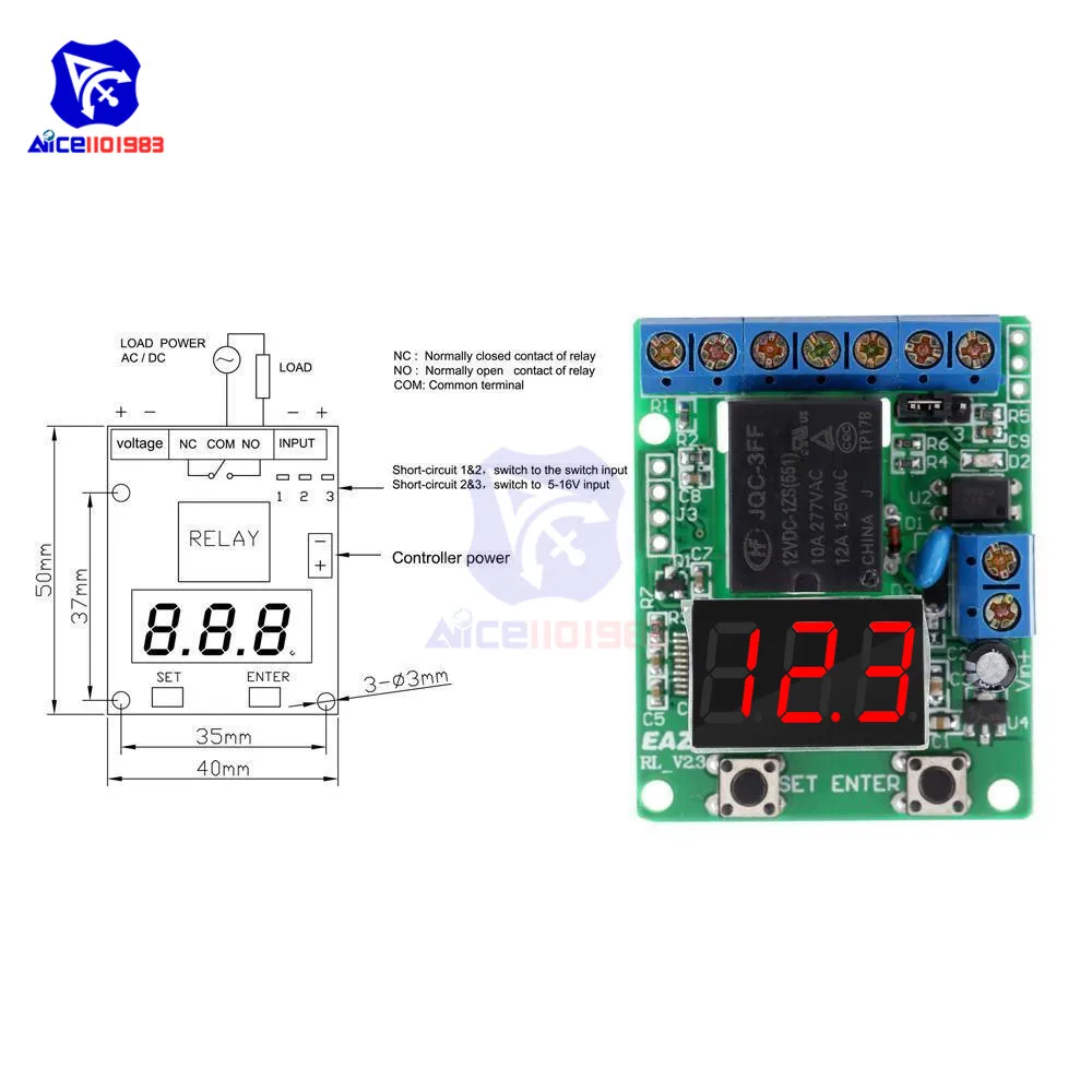 Diymore DC 12 В светодиодный реле дисплея модуль переключатель реле управления плата обнаружения напряжения зарядки монитор выгрузки тестер