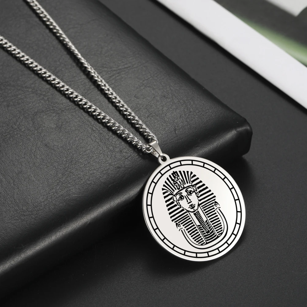 Egyptian Pharaoh Mask of Tutankhamun Pendant Necklace for Men Women Vintage Gold Chain Stainless Steel Male Talisman Jewelry | Украшения и