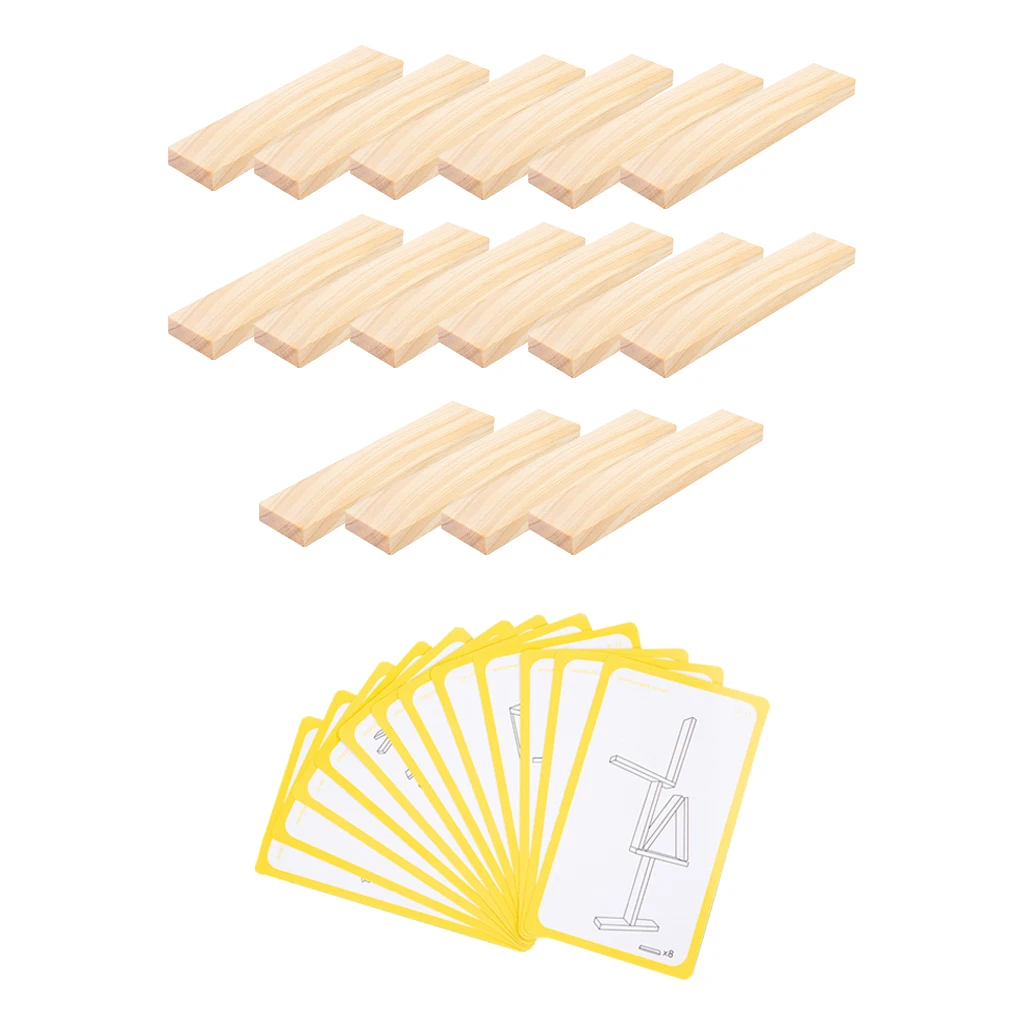 

16x Montessori Wooden Building Blocks with 12 Cards Toys Birthday Gift